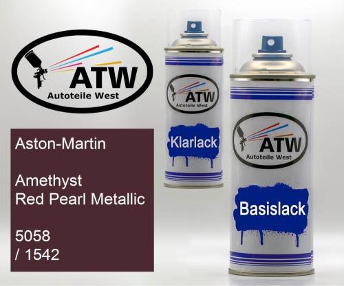 Aston-Martin, Amethyst Red Pearl Metallic, 5058 / 1542: 400ml Sprühdose + 400ml Klarlack - Set, von ATW Autoteile West.